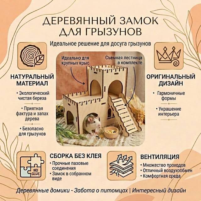 Petmax Домик-замок с лесенкой для грызунов, 23x11x23 см — купить в ...